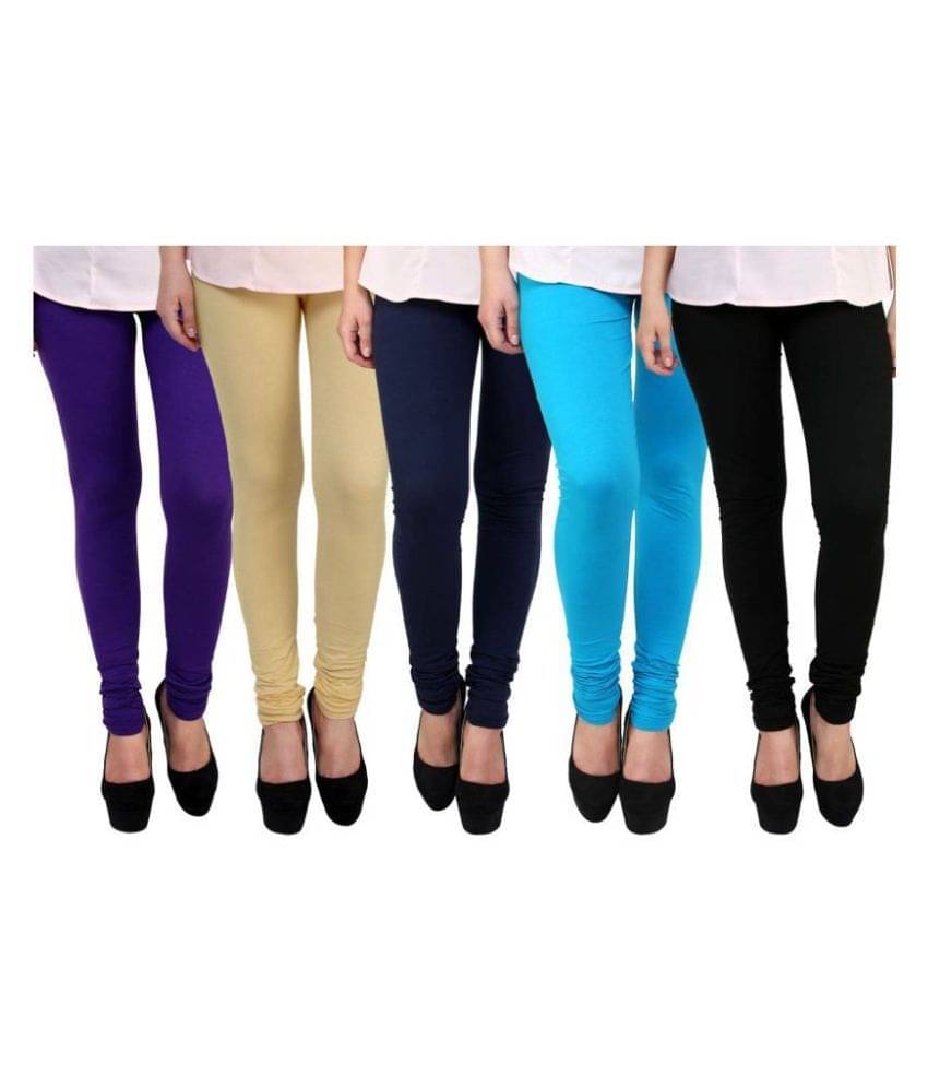     			Famaya Pack of 5 Girls 100% Cotton Leggings ( Multi )