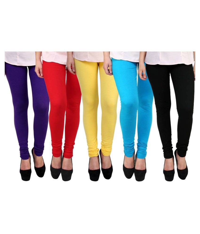     			Famaya Pack of 5 Girls 100% Cotton Leggings ( Multicolor )