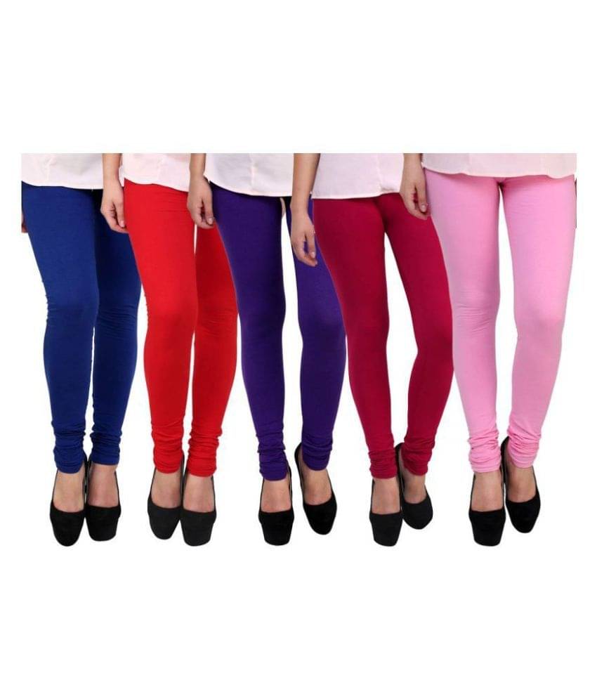     			Famaya Pack of 5 Girls 100% Cotton Leggings ( Multicolor )