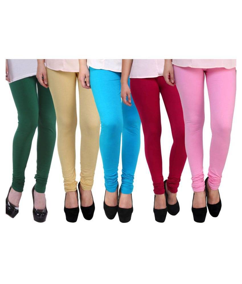     			Famaya Pack of 5 Girls 100% Cotton Leggings ( Multi )