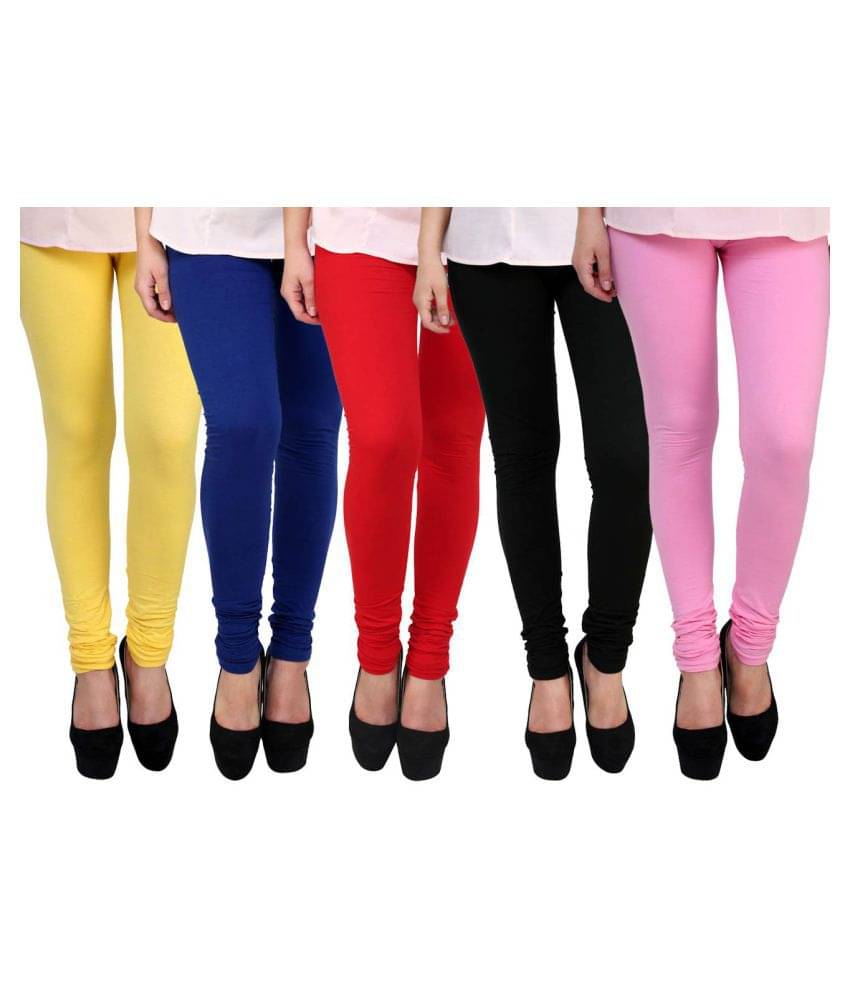     			Famaya Pack of 5 Girls 100% Cotton Leggings ( Multi )