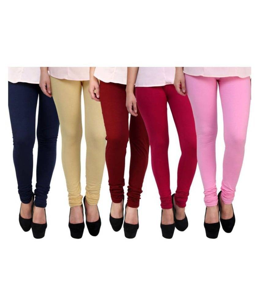     			Famaya Pack of 5 Girls 100% Cotton Leggings ( Multicolor )