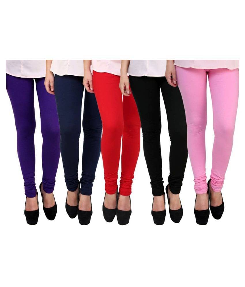     			Famaya Pack of 5 Girls 100% Cotton Leggings ( Multi )