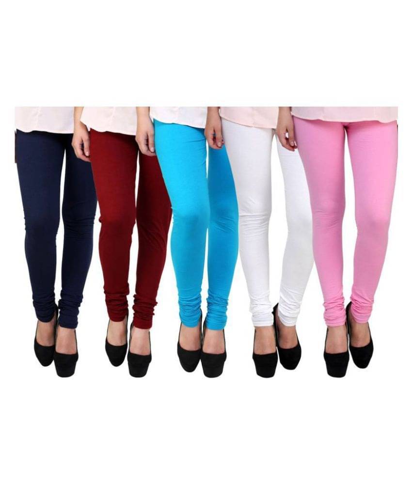     			Famaya Pack of 5 Girls 100% Cotton Leggings ( Multicolor )