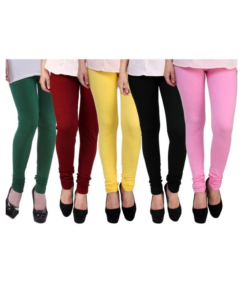     			Famaya Pack of 5 Girls 100% Cotton Leggings ( Multicolor )
