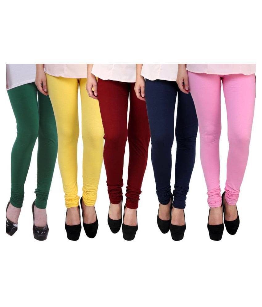    			Famaya Pack of 5 Girls 100% Cotton Leggings ( Multicolor )