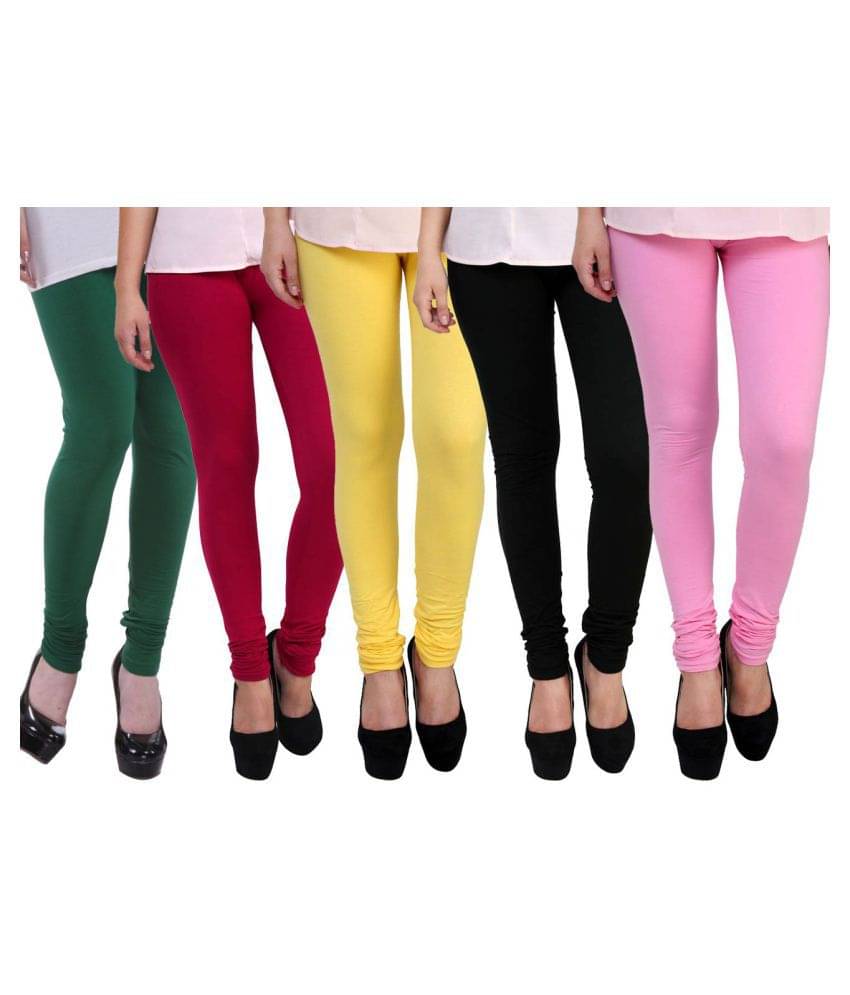     			Famaya Pack of 5 Girls 100% Cotton Leggings ( Multicolor )