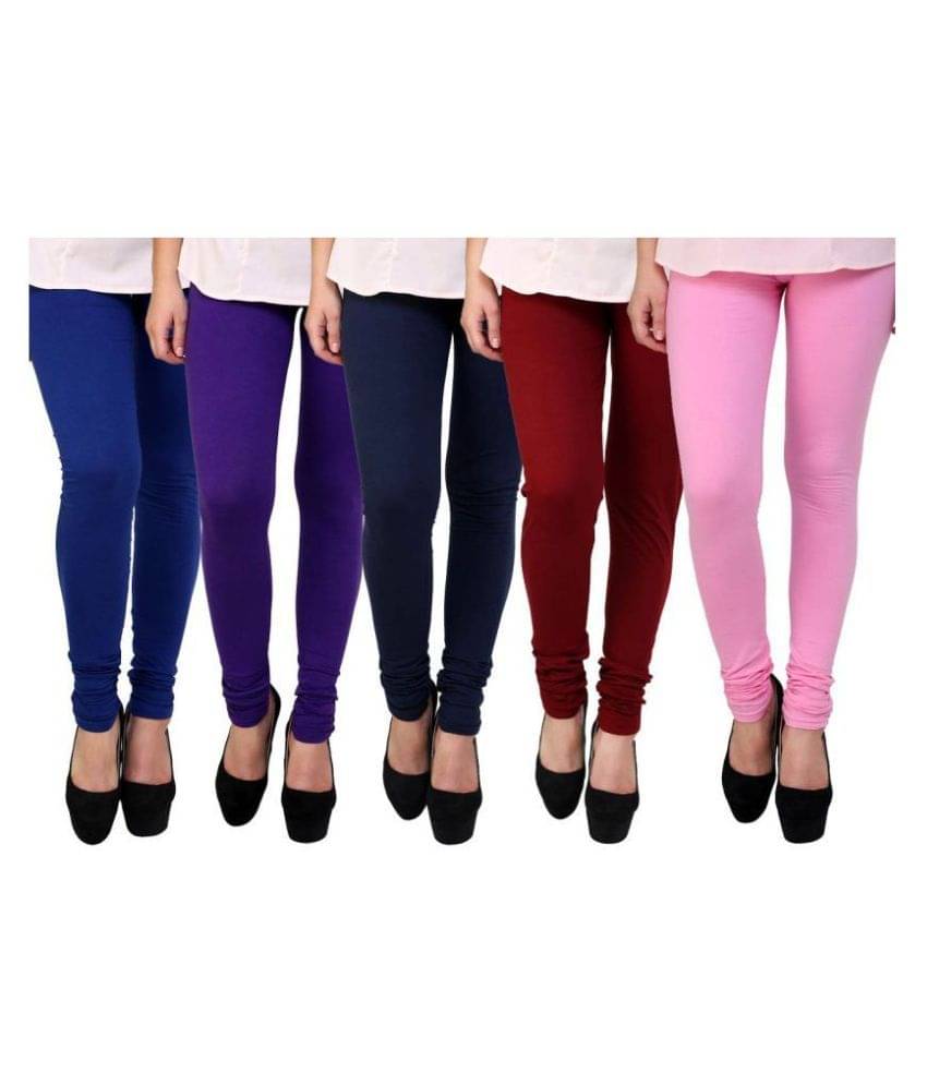     			Famaya Pack of 5 Girls 100% Cotton Leggings ( Multicolor )