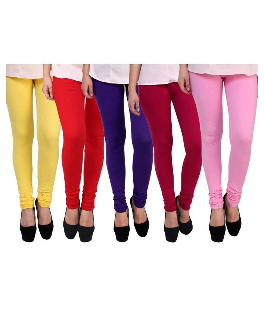    			Famaya Pack of 5 Girls 100% Cotton Leggings ( Multi )