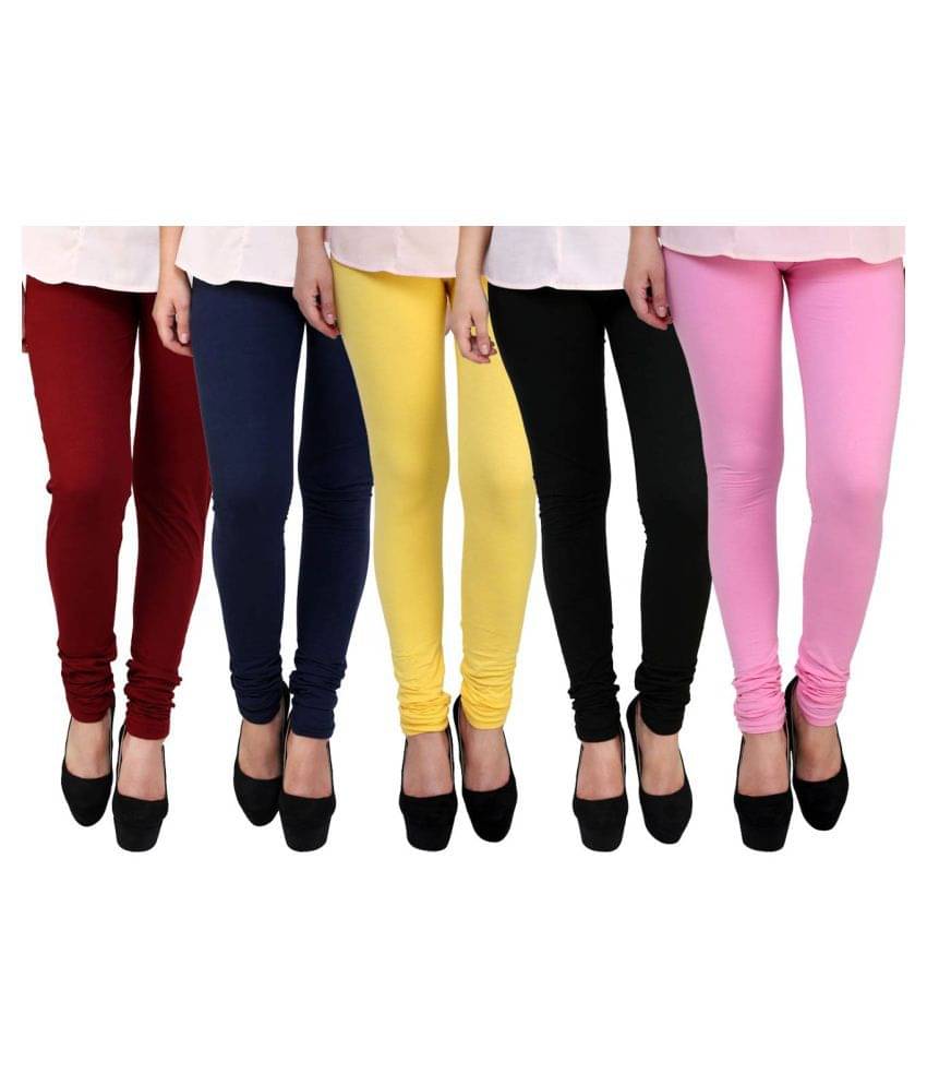     			Famaya Pack of 5 Girls 100% Cotton Leggings ( Multi )