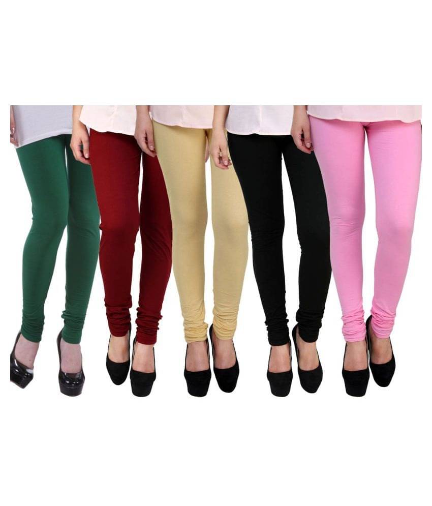     			Famaya Pack of 5 Girls 100% Cotton Leggings ( Multicolor )