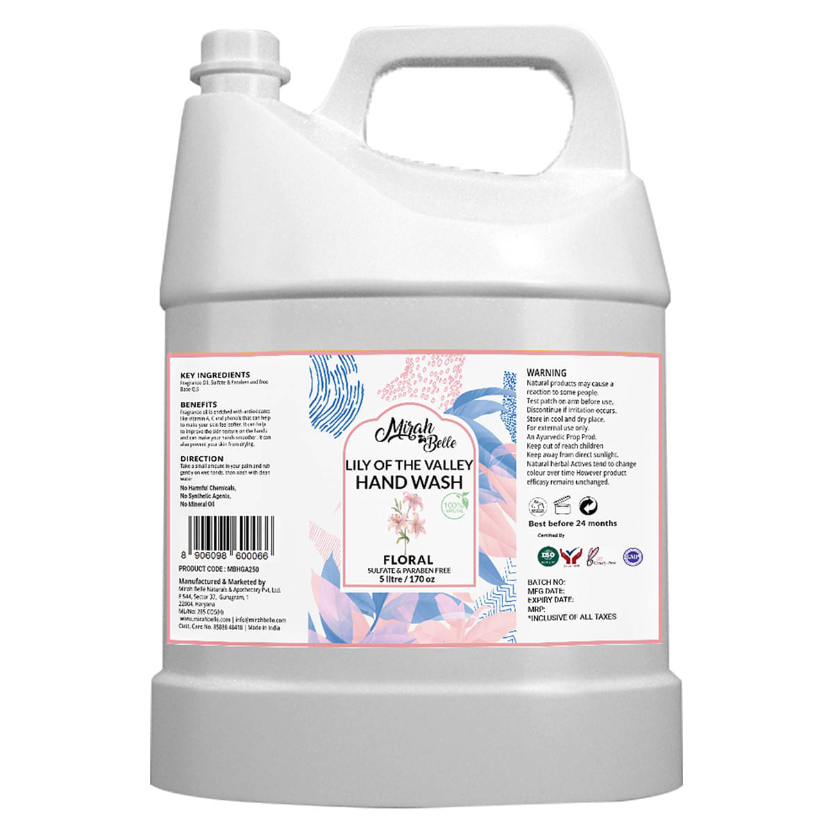     			Mirah Belle Lily Of The Valley  Can  Bulk Pack for Refill Sulfate Free Hand Wash 5000 mL Pack of 1