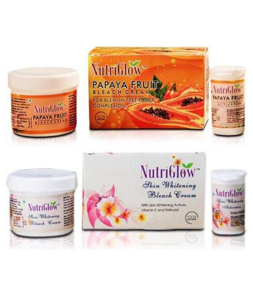     			Nutriglow Skin Whitening Bleach Cream + Papaya Bleach Cream, All Skin Type Each 43gm (Pack of 2)