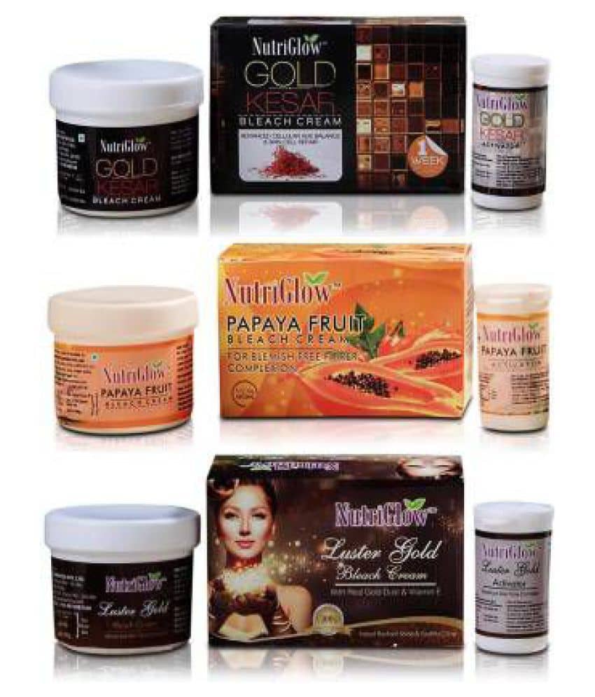 Nutriglow Gold Kesar Bleach cream + Papaya Fruits Bleach Cream + Luster Gold Bleach Cream Each 43gm (Pack of 3)