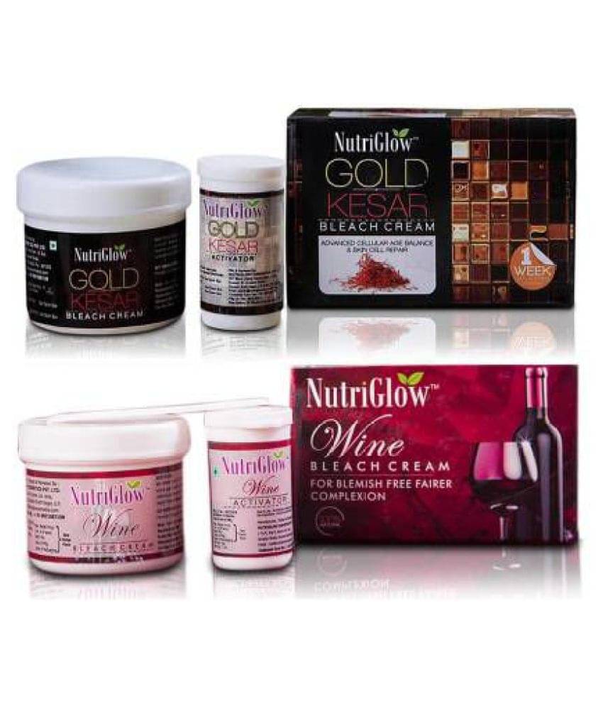     			NutriGlow Gold Kesar (43 gm) Wine Bleach Cream (43 gm) For Lightening Facial Hair Tan Removal Dark Spot Corrector, All Skin Types, Pack Of 2