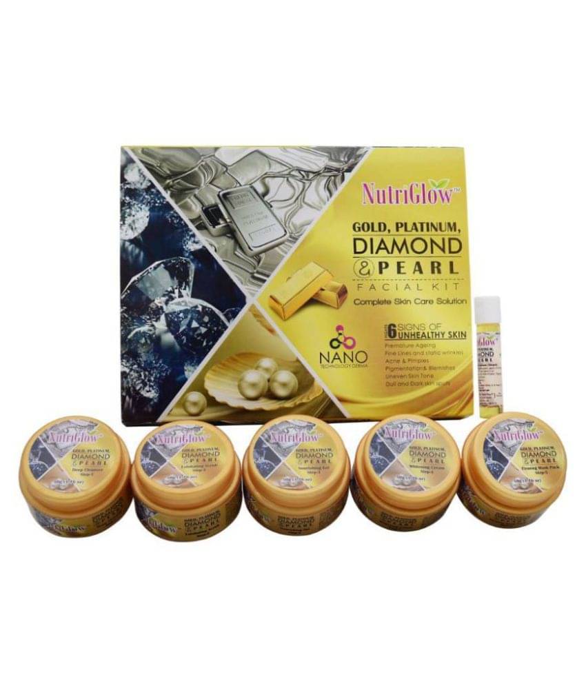     			NutriGlow Platinum Diamond Gold and Pearl Facial kit 6-Pieces Skin Care Set, 260gm