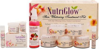 NutriGlow Facial Kit, Bleach Cream & Fresh Rose Toner with Vitamin E and Retinol for Tightens Pores & Healthy Glowing Skin, Pack of 3