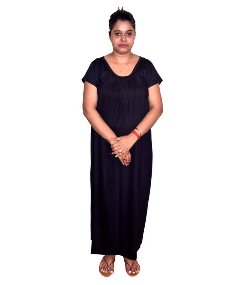 PIYALI'S CREATION WOMEN'S Cotton Nighty & Night Gowns - Black PIYALI'S CREATION WOMEN'S Cotton Nighty & Night Gowns - Black