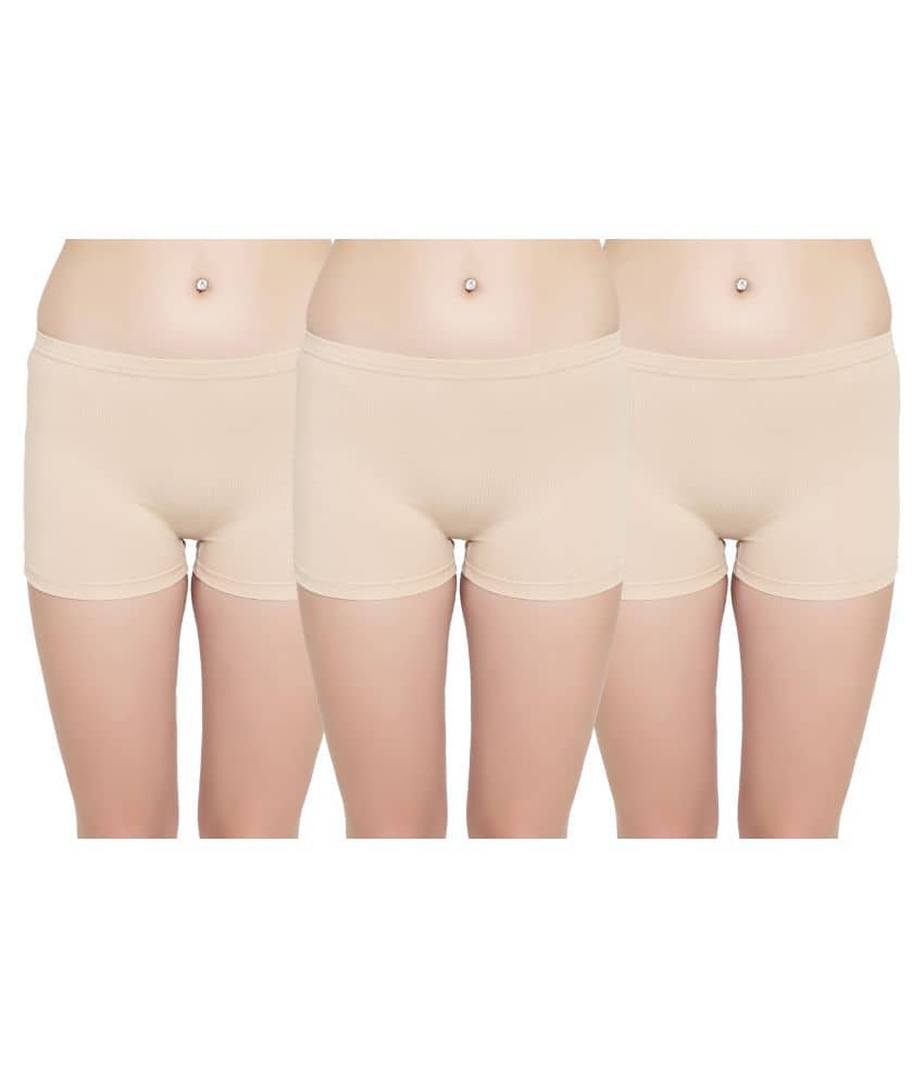 Leading Lady Pack of 3 Cotton Women's Boy Shorts ( Beige )