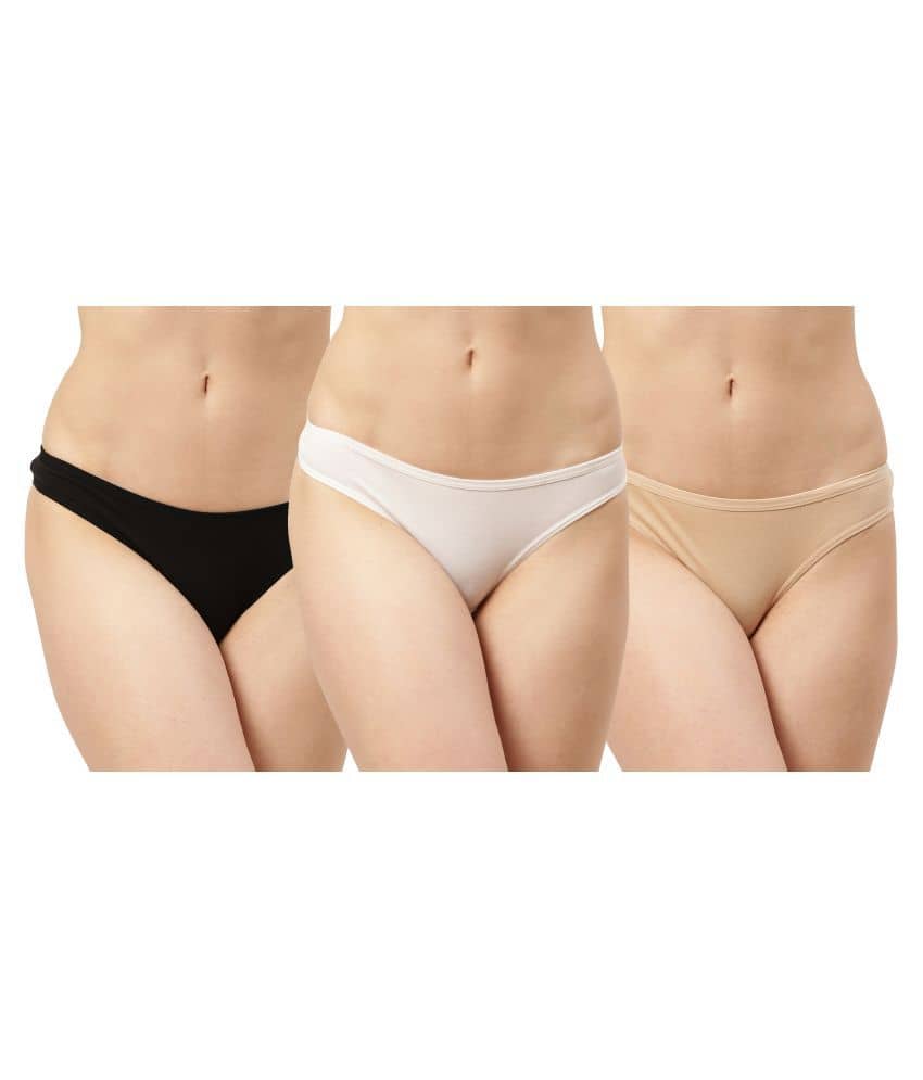 Leading Lady Pack of 3 Cotton Women's Thongs ( Black )