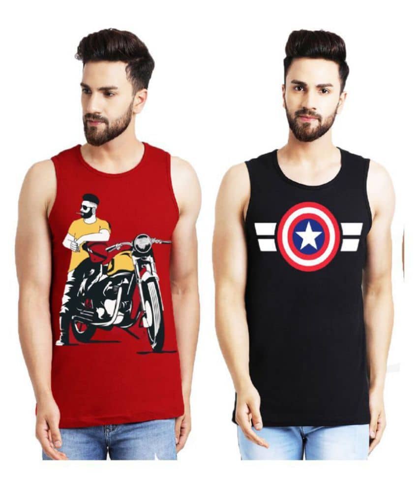 Leotude Pack of 2 Cotton Sleeveless Vest For Men ( Black ) - Nightwear & Loungewear | Buy online on ZillyBuy