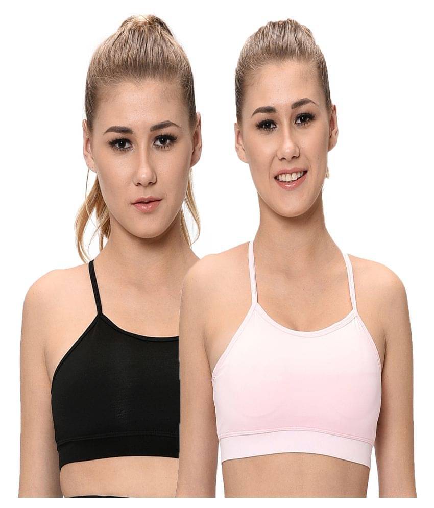 Elina Multi Color Polyester Solid Sports Bra Elina Multi Color Polyester Solid Sports Bra