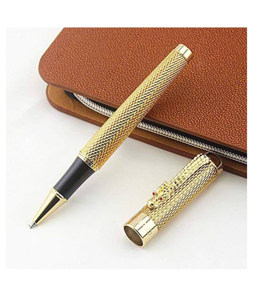 Hayman Jinhao 1200 Golden Dragon Carved Roller Ball Pen With Box(P-16)