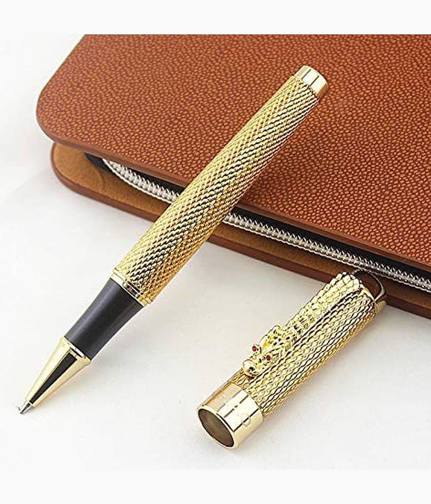 Hayman Jinhao 1200 Golden Dragon Carved Roller Ball Pen With Box(P-16) - Stationery | Buy online on ZillyBuy
