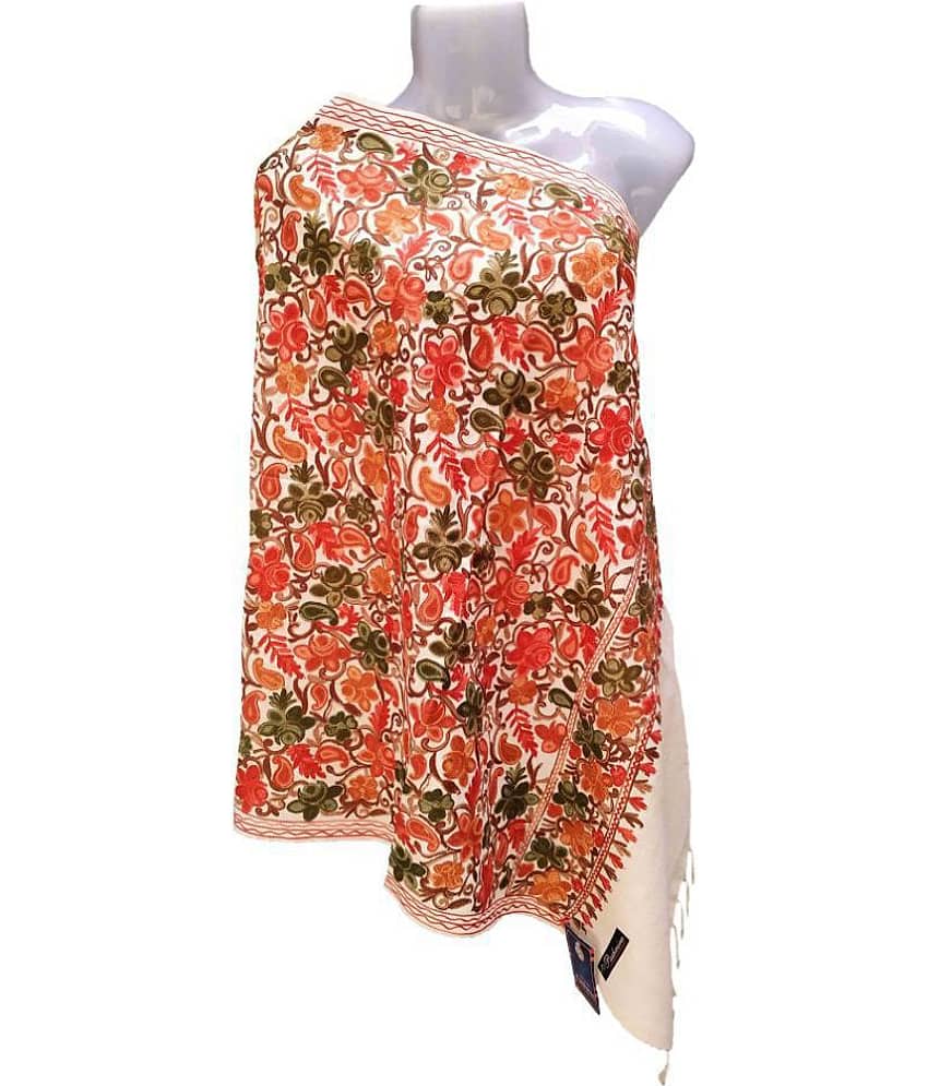 KASHMIRI GhostWhite Floral Pashmina Stoles - Dupattas & Shawls | Buy online on ZillyBuy
