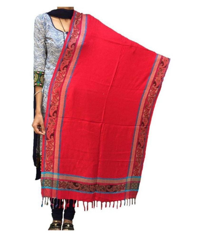     			KASHMIRI Red Borders Woolen Stoles