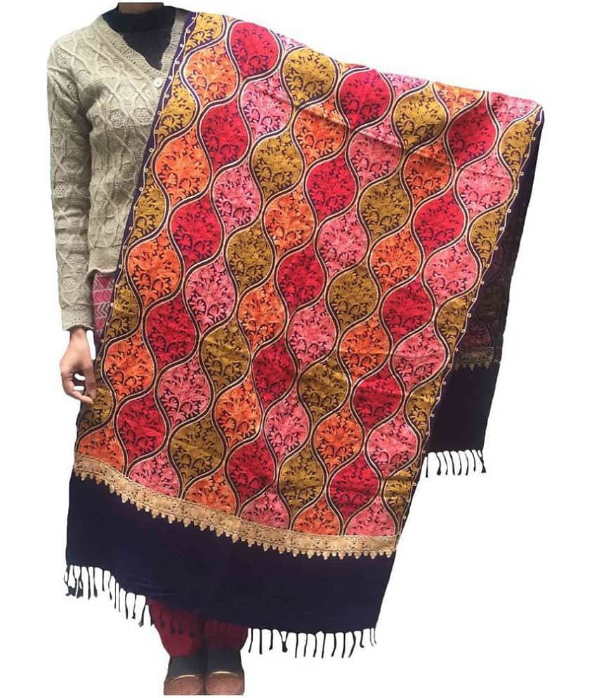 Kashmiri Stoles Navy Floral Woolen Stoles - Dupattas & Shawls | Buy online on ZillyBuy