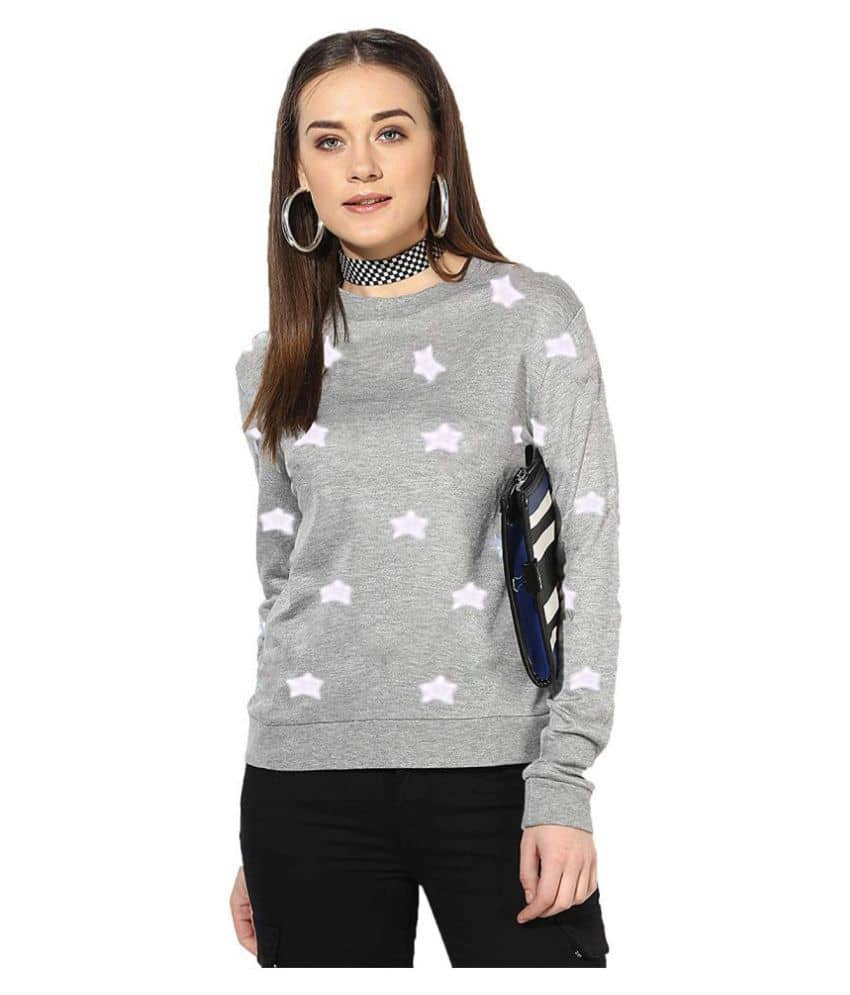 Leotude Cotton Grey Non Hooded Sweatshirt