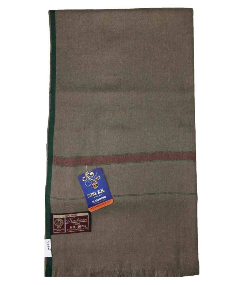     			KASHMIRI Gray Solid Woolen Shawls