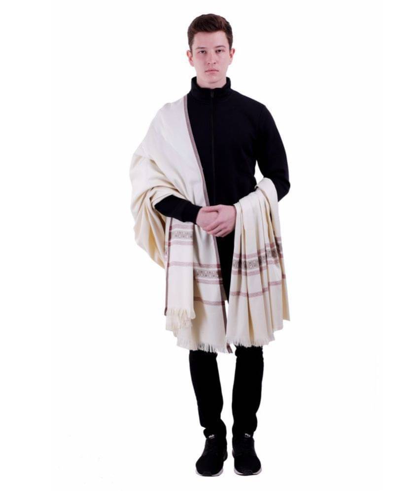     			Kashmiri Shawl GhostWhite Borders Woolen Shawls