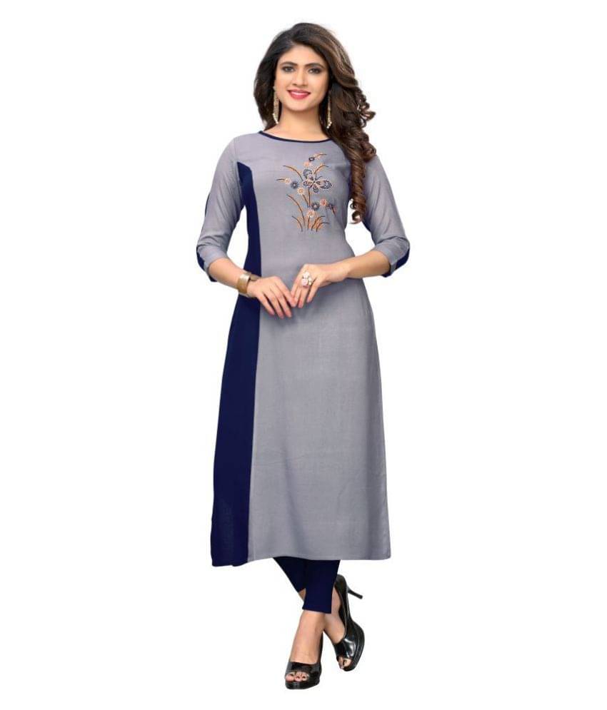Vbuyz - Multicolor Rayon Women's Straight Kurti ( Pack of 1 ) Vbuyz - Multicolor Rayon Women's Straight Kurti ( Pack of 1 )