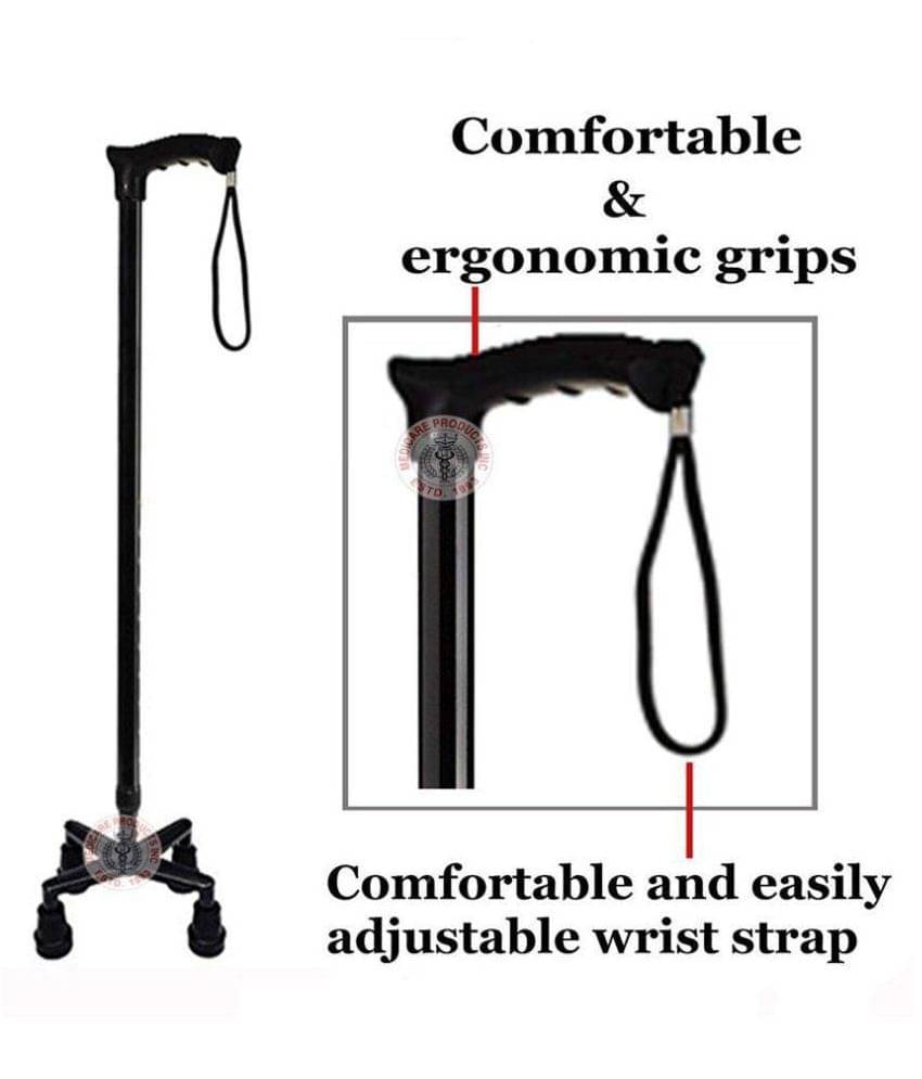 Mcp Black Quadripod 4 leg Walking Stick WQS01 Aluminium Walking Sticks Mcp Black Quadripod 4 leg Walking Stick WQS01 Aluminium Walking Sticks