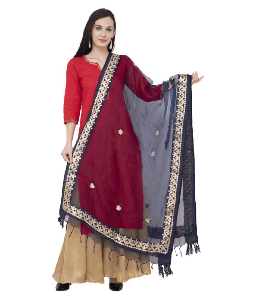 A R Silk Black Organza Hand Embroidered Dupatta - Dupattas & Shawls | Buy online on ZillyBuy