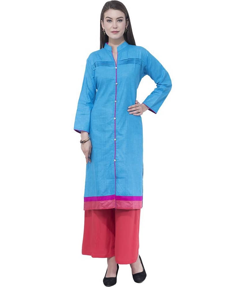 A R Silk - Blue Cotton Women's Front Slit Kurti - Kurtis, Tunics | Buy online on ZillyBuy