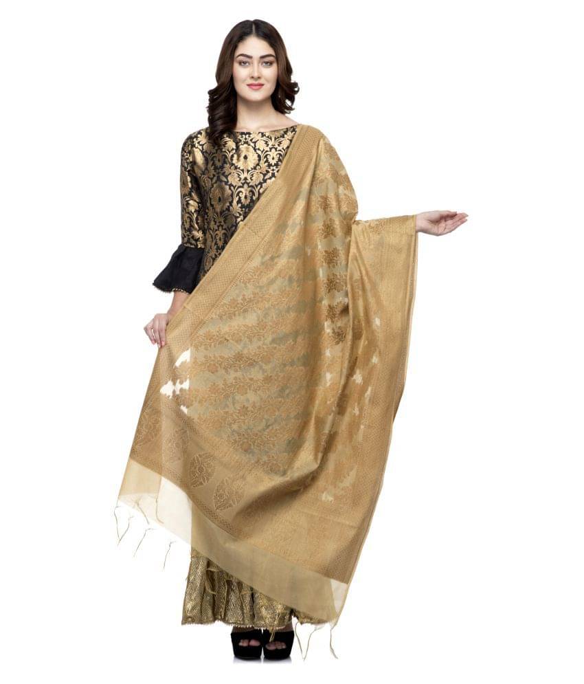     			A R Silk Gold Chanderi Zari Work Dupatta