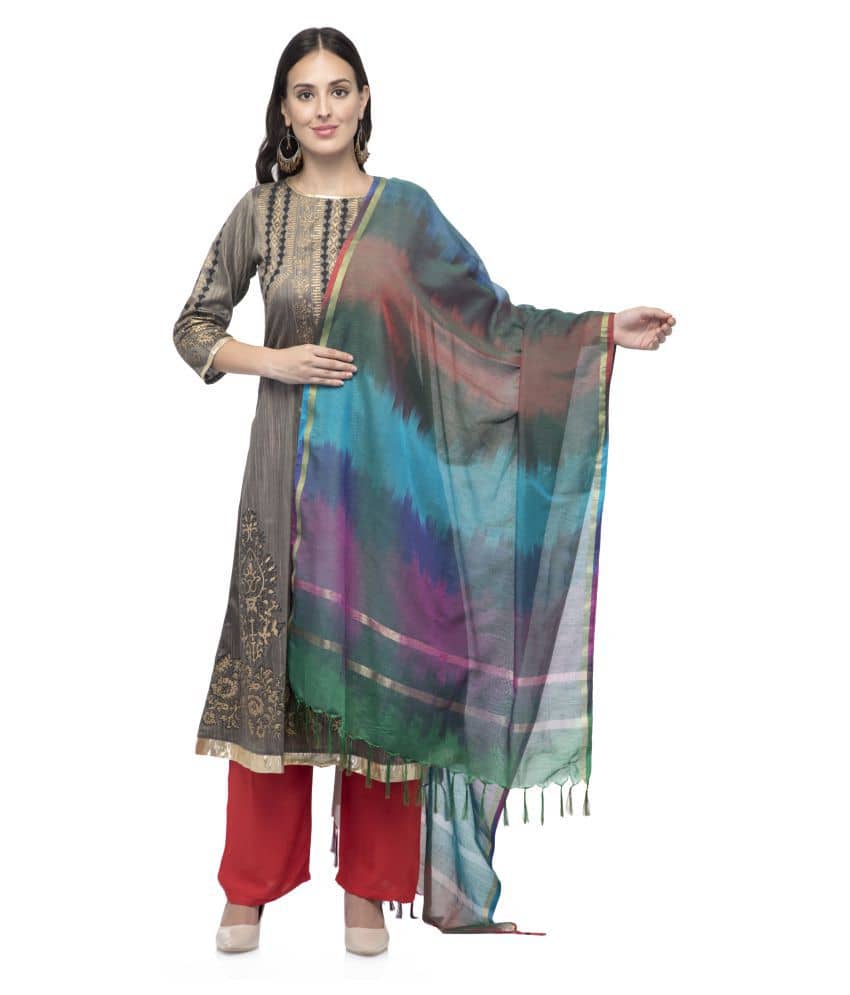 A R Silk Multicoloured Katan Silk Tie & Dye Dupatta - Dupattas & Shawls | Buy online on ZillyBuy
