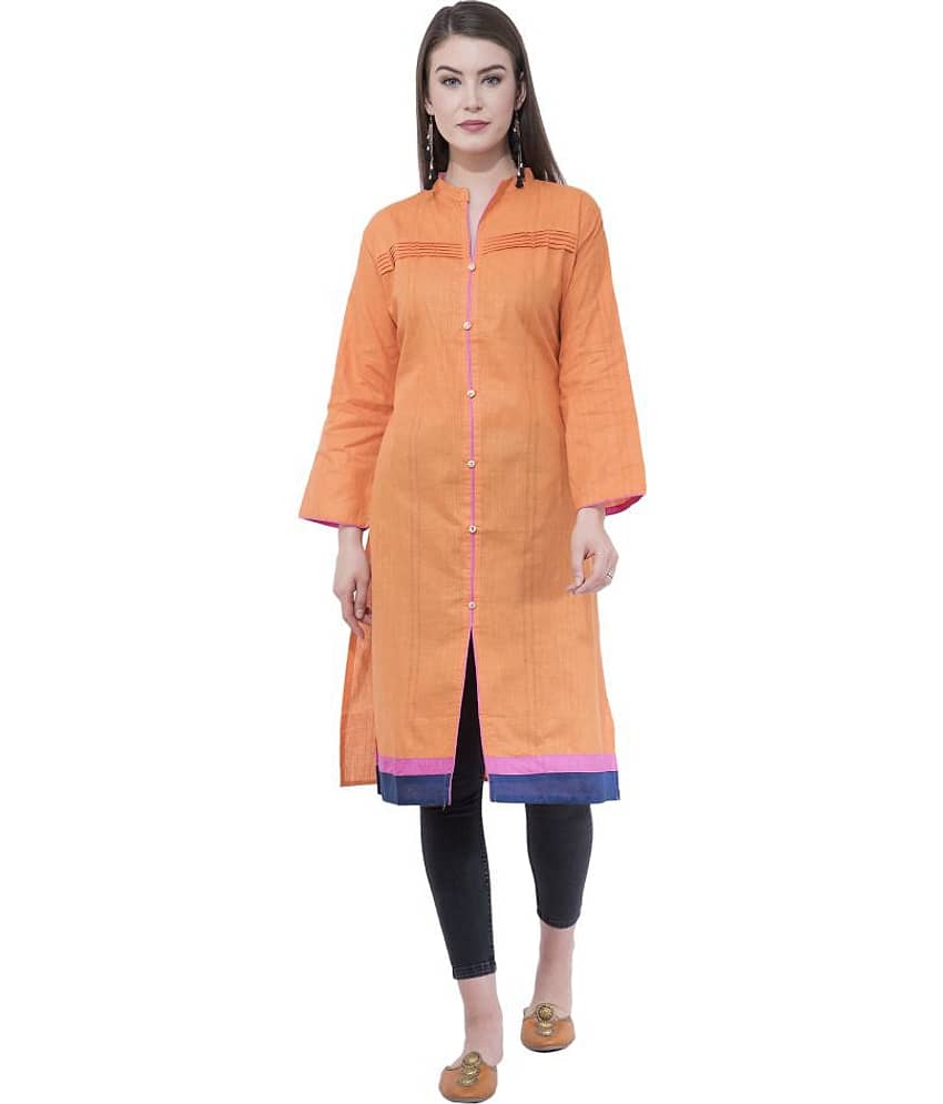 A R Silk - Orange Cotton Women's Front Slit Kurti - Kurtis, Tunics | Buy online on ZillyBuy