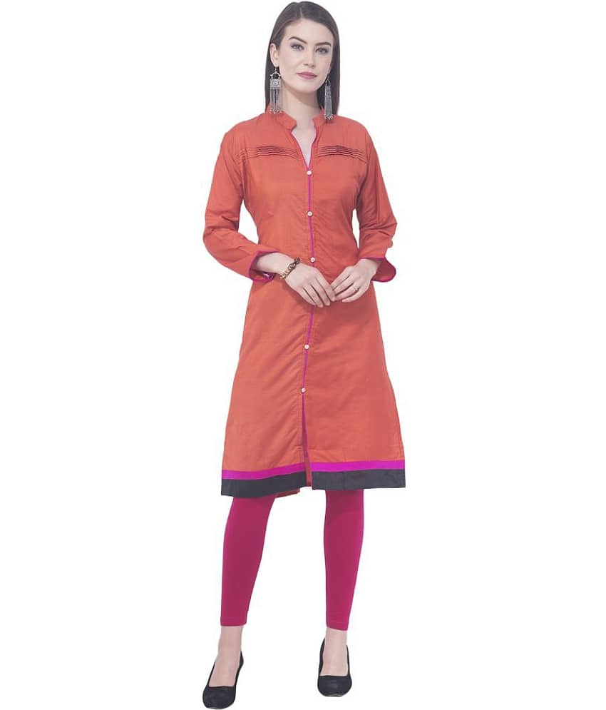A R Silk - Orange Rayon Women's Front Slit Kurti - Kurtis, Tunics | Buy online on ZillyBuy