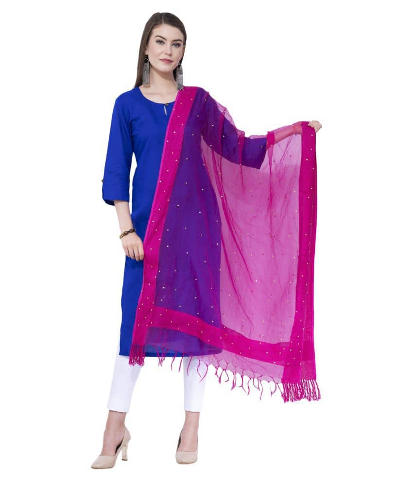 A R Silk Pink Cotton Blend Dupatta - Dupattas & Shawls | Buy online on ZillyBuy