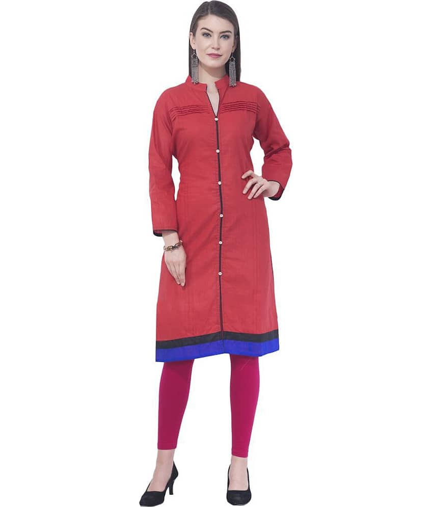 A R Silk - Red Cotton Women's Front Slit Kurti - Kurtis, Tunics | Buy online on ZillyBuy