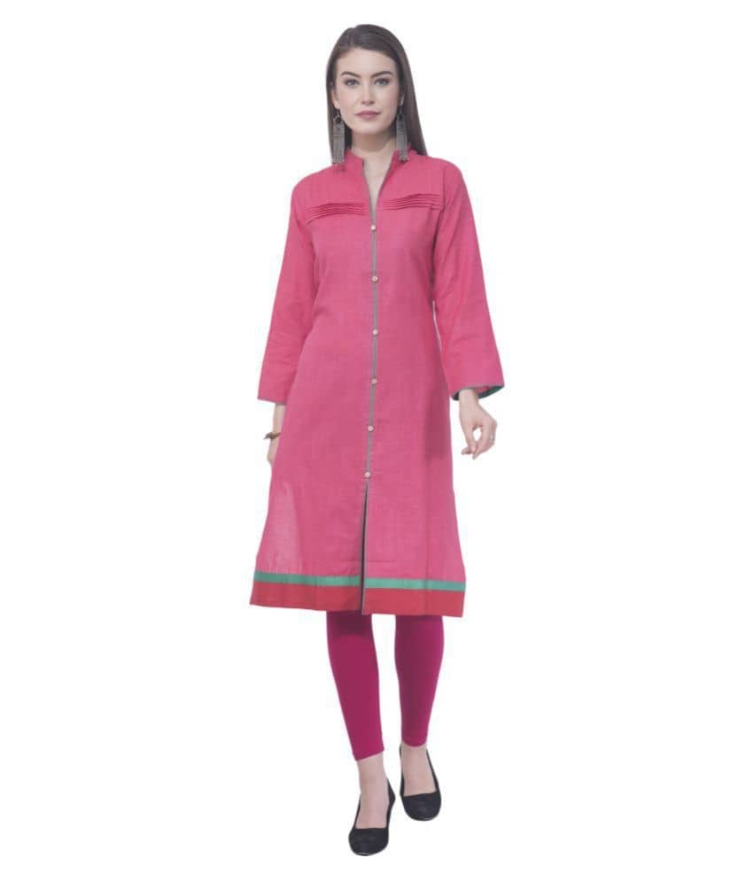A R Silk - Red Cotton Women's Front Slit Kurti - Kurtis, Tunics | Buy online on ZillyBuy