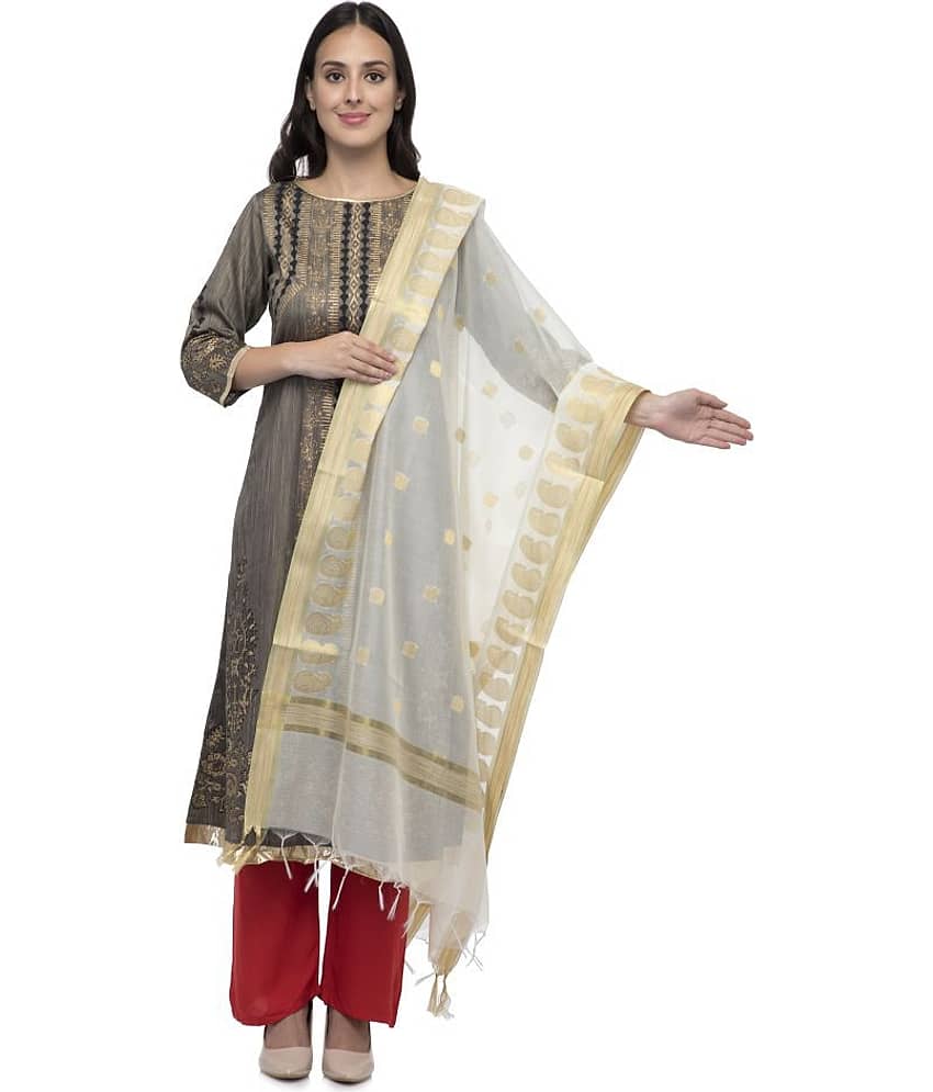 A R Silk Beige Chanderi Zari Work Dupatta - Dupattas & Shawls | Buy online on ZillyBuy