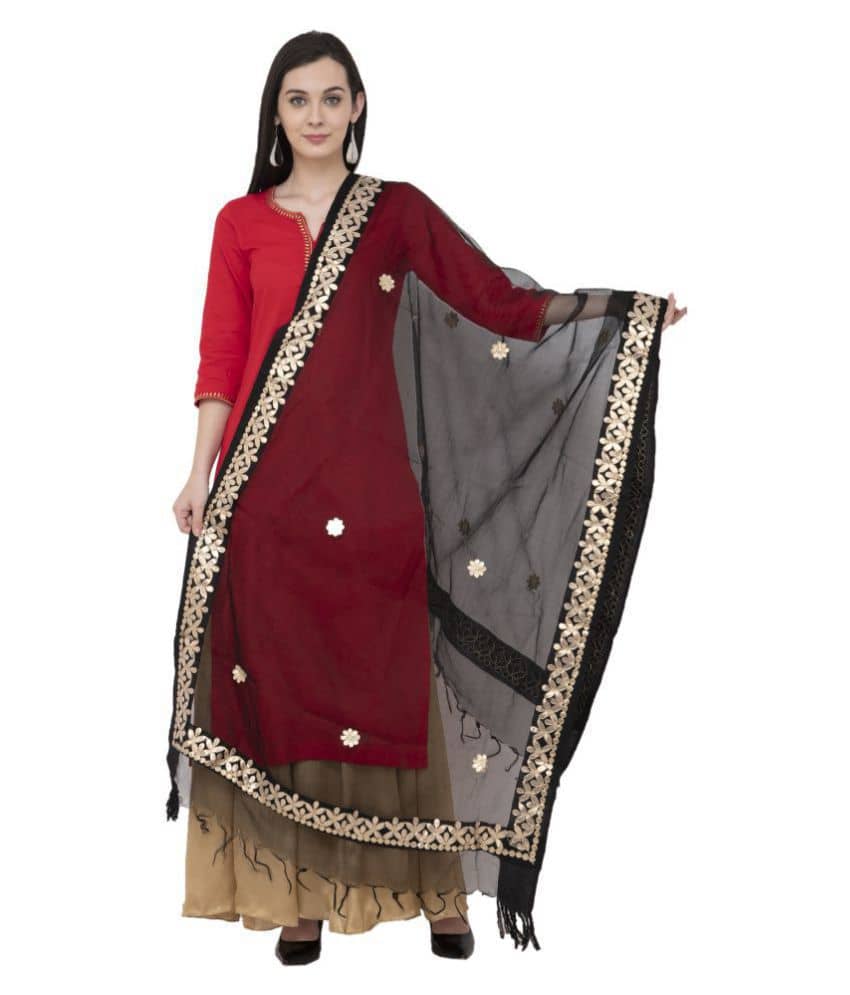 A R Silk Black Organza Hand Embroidered Dupatta - Dupattas & Shawls | Buy online on ZillyBuy