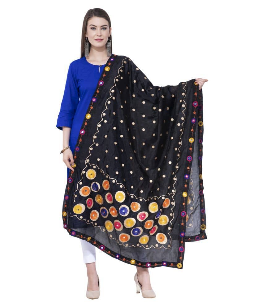 A R Silk Black Silk Dupatta - Dupattas & Shawls | Buy online on ZillyBuy