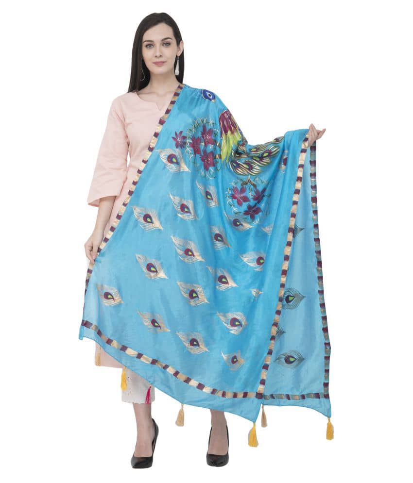A R Silk Blue Art Silk Animal Print Dupatta - Dupattas & Shawls | Buy online on ZillyBuy