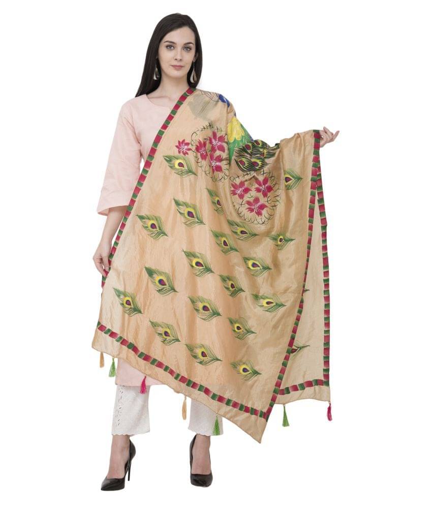 A R Silk Gold Art Silk Animal Print Dupatta A R Silk Gold Art Silk Animal Print Dupatta